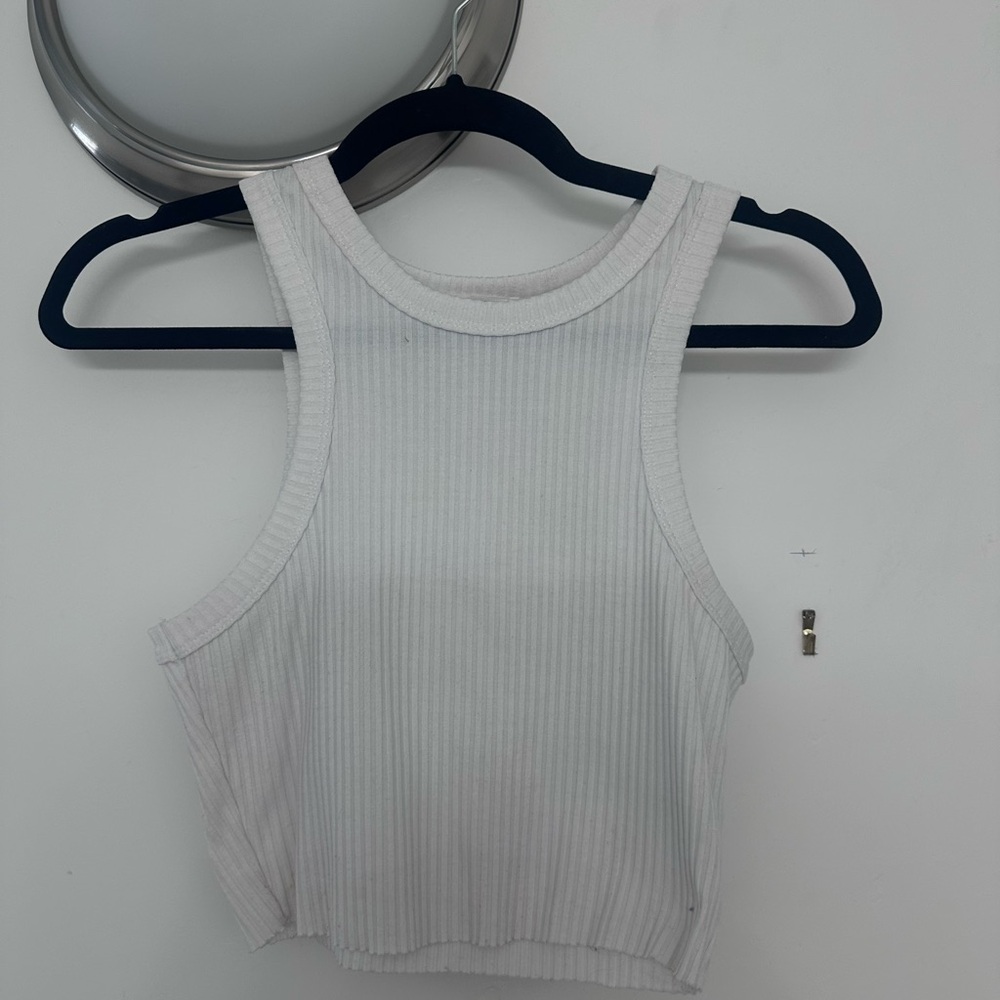 12th Tribe White Ribbed Tank Top